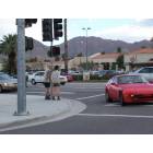 Palm Desert: : Checking out the hikers on the corner of Highway 111 and San Pablo in Palm Desert