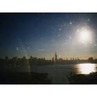 Hoboken: : Bright Sun over Midtown Manhattan in NYC - Entrance to Lincoln Tunnel, December 1999