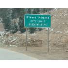 Silver Plume: City Limit sign on I-70