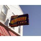 Wilton: : Soda Sign at Candy Kitchen - Custom Made in 1941 - Designed by George Nopoulos