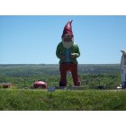 Kerhonkson: World's Largest Garden Gnome and the barn of Kelder's farm to the right
