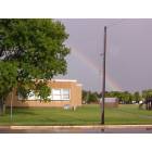 Rainbow after thunderstorm over Lincoln School on August 29, 2004