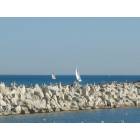 Winthrop Harbor: : North Point Marina - Sail boats heading out for the evening