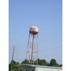 Water Tower near airport, painted red & white to warn cropdusters