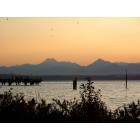 Edmonds: Edmonds fishing pier on Puget Sound, with Olympic Mountains in background, in August, 2004.