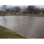 School basketball court under water after a rain storm.
