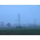 Okemos: Fog over a farm on an early morning in Okemos, Michigan.