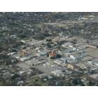 Aerial shot of the square in Stephenville, TX
