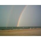 Pot of gold at the end of the pier. Double rainbow.