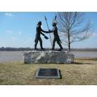 Statue of Lewis and Clark on the shore of the Ohio River in Clarksville.