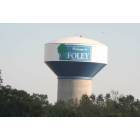 Foley: One of two water towers that stand sentry over this growing tourist city.