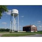 Elkville: A tall person could trip over this water tower.