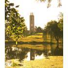 Lawrence: potters pond with reflection of campanile