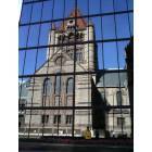 Boston: : The Holy Trinity Church reflected in an office building