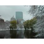 Boston: : Boston Skyline from Boston Common on Snowy Morning