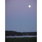 Bath: Moon over the Kennebec River & Lighthouse At Doubling's Point, Bath, Maine
