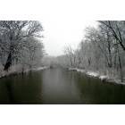 Warrenville: Dupage River at Mack Road Dog Run area. Wintertime