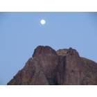 Apache Junction: Moon rising over Superstition Mts.