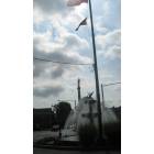 Bloomsburg: Flag, fountain, statue