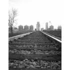 Hospers: Railroad Tracks and Elevator on west side of Hospers, IA.