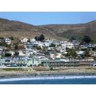 Cayucos: A view from the pier of the beautiful town of Cayucos