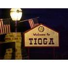 Welcome sign to Tioga at dawn