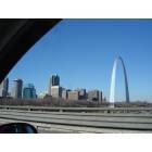St. Louis: : Crossing the Mississippi heading west St. Louis Arch on right out the car window