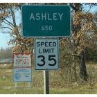 Ashley: City Welcome Sign and Population Sign