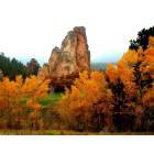 Perry Park: Sentinel Rock and autumn colors at Perry Park Country Club, Perry Park, CO.