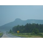 Pilot Mountain: Pilot Mountain, from Southbound HWY 52 in a thunderstorm
