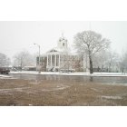 Marietta: Love County Courthouse with small amount of snow.