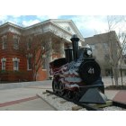 Bryan: : Freedom Express Train in front of Carnegie Library in Downtown Bryan