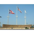 Brook Park: State, federal, and city flags, Engle Road and Holland Road, Brook Park, Ohio.