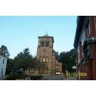 Plymouth: : The First Parish Church and the moon in the morning. The date is wrong, I think it was taken in 2005