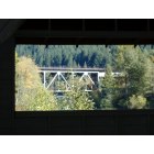 Oakridge: : Looking out a windown in the Westfir Covered bridge