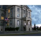 Terre Haute: A haunting photo of our newly renovated courthouse in downtown Terre Haute...just prior to a thunderstorm at dawn.