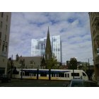 Portland: : First Presbyterian Church-Portland, MAX Light Rail and a new condo tower.