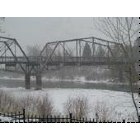 Missoula: : Winter view of campus footbridge.