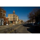 Menominee: a view northward up historic 1st St during winter with clear skies
