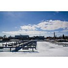 Menominee: a view across the marina during winter with partly cloudy skies