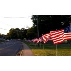 Walkertown: Flags flying on Main Street in front of the Walkertown Library for Flag Day 2012