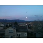 Colorado Springs: : Early morning moon setting over Pikes Peak.