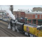 Laramie: : Union Pacific steam engine stopping in downtown Laramie