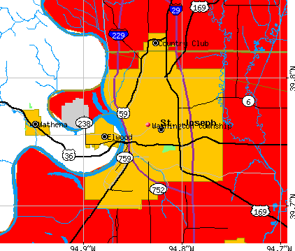 Washington township, MO map