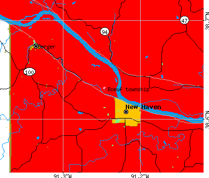 Boeuf township, MO map