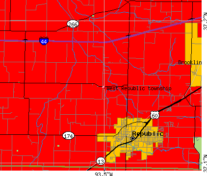 West Republic township, MO map