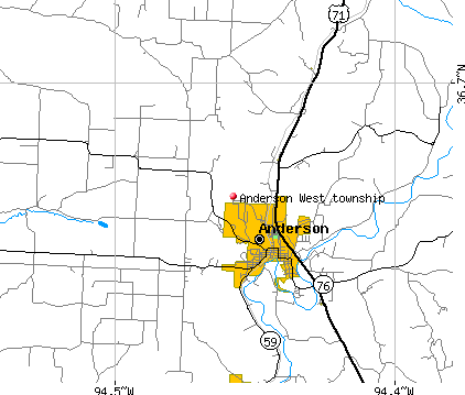 Anderson West township, MO map