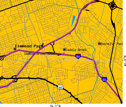 Saddle Brook township, NJ map