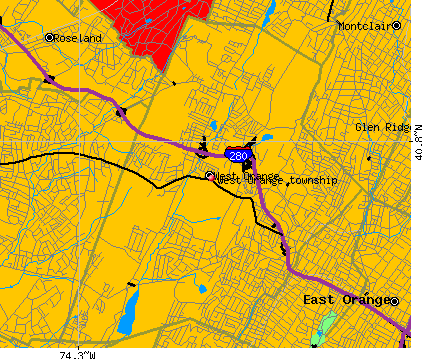 West Orange township, NJ map