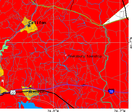Tewksbury township, NJ map
